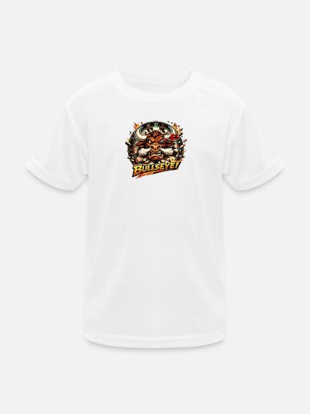 Feuerstier Bullseye Dartscheibe - Kinder Funktions-T-Shirt - Weiß - Vorne