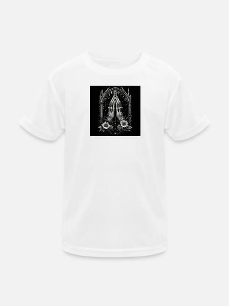 Alchemical Hands in Prayer and Mystical Eye - Kids Functional T-Shirt - white - Front