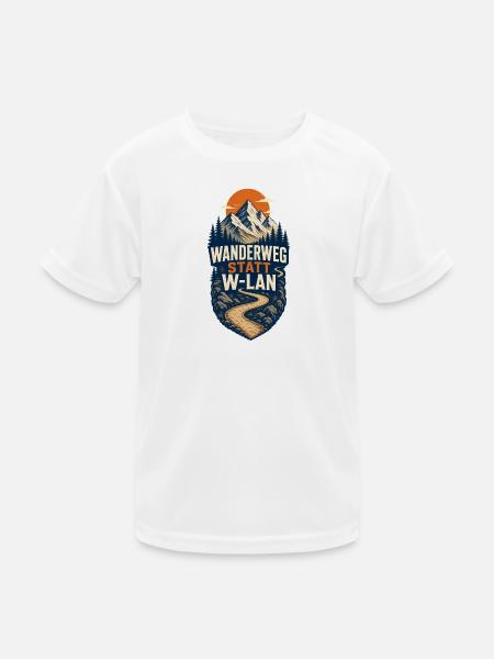 Wanderweg Statt WLAN – Berge Camping & Outdoor - Kinder Funktions-T-Shirt - Weiß - Vorne