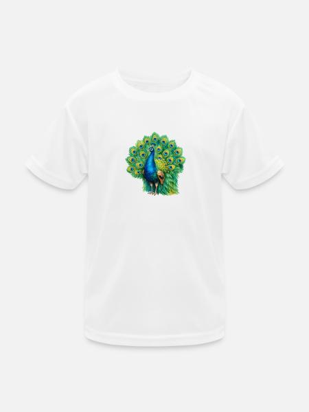 Magnificent peacock - Kids Functional T-Shirt - white - Front