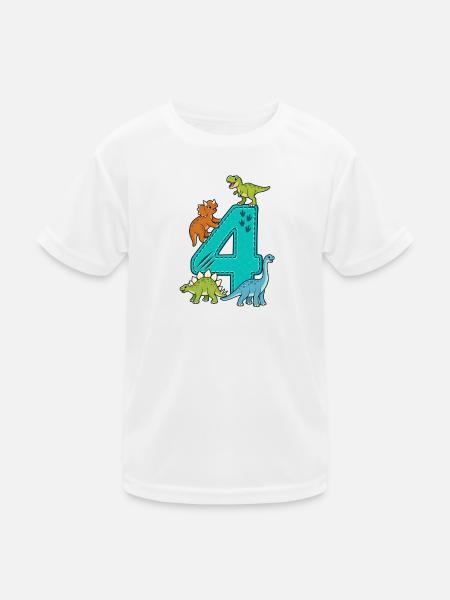 4e anniversaire Dinosaure 4 ans - T-shirt sport Enfant - blanc - Devant
