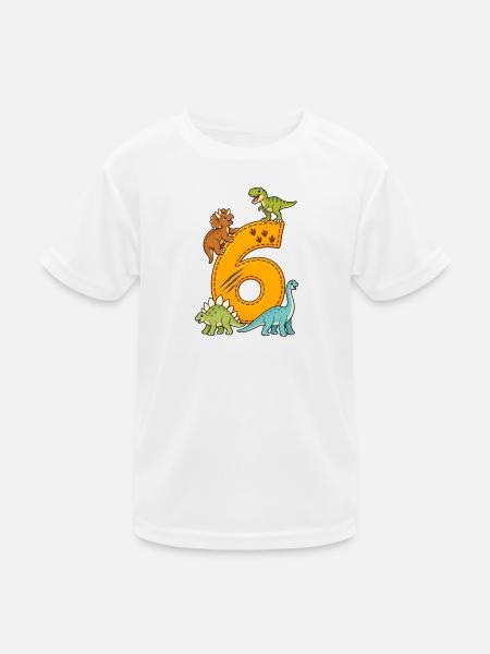 6th Birthday Dinosaur – Dino Kids - Kids Functional T-Shirt - white - Front