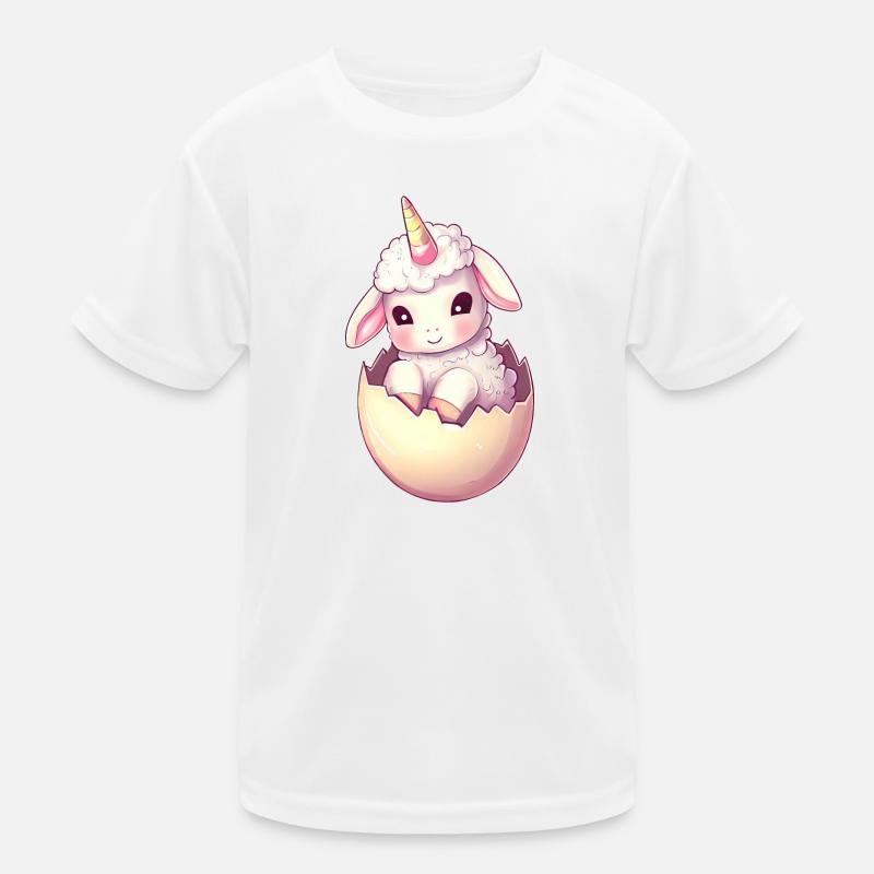 Sheep with unicorn in eggshell Imaginative Kids Functional T-Shirt