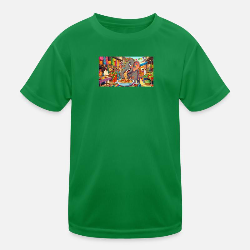 Art drôle de l’éléphant mangeant des spaghettis T-shirt sport Enfant