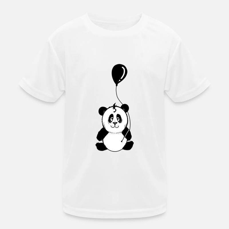 Panda mit schwarzem Luftballon Kinder Funktions-T-Shirt