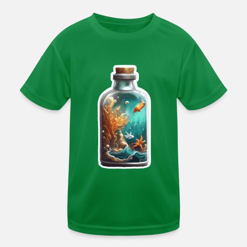 Magic Bottle / Cork / Underwater / Fish Kids Functional T-Shirt