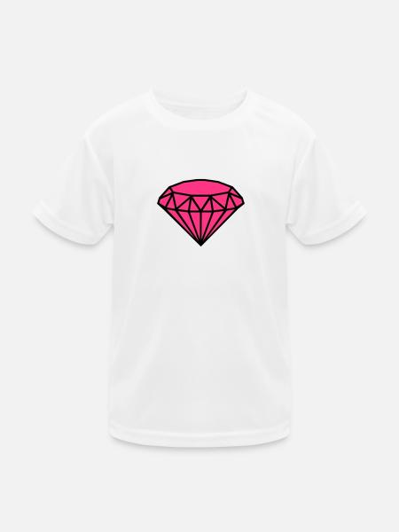 Diamant - Kinder Funktions-T-Shirt - Weiß - Vorne