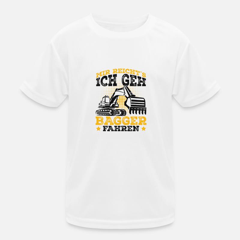 Baggerfahrer - Kinder Funktions-T-Shirt - Weiß