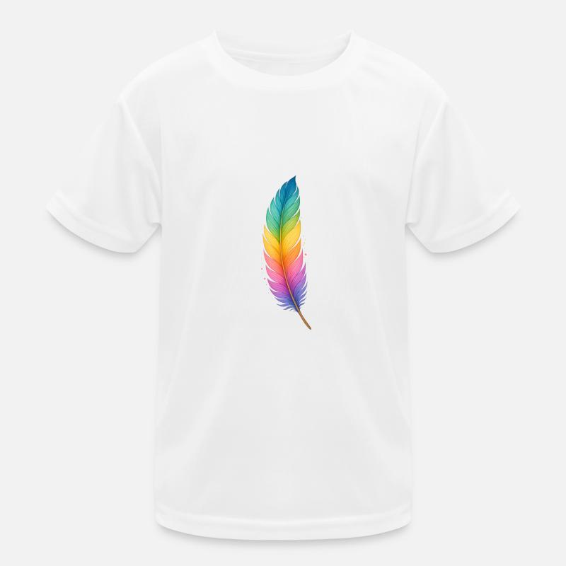 Colorful Feather – Sanfte Kraft in Regenbogenfarbe Kinder Funktions-T-Shirt