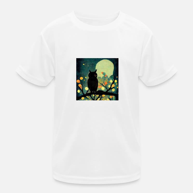 Eule im Mondschein Kinder Funktions-T-Shirt