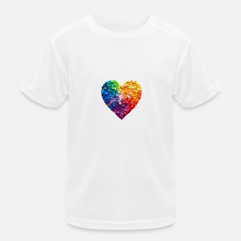 Regenbogen Herz Kinder Funktions-T-Shirt
