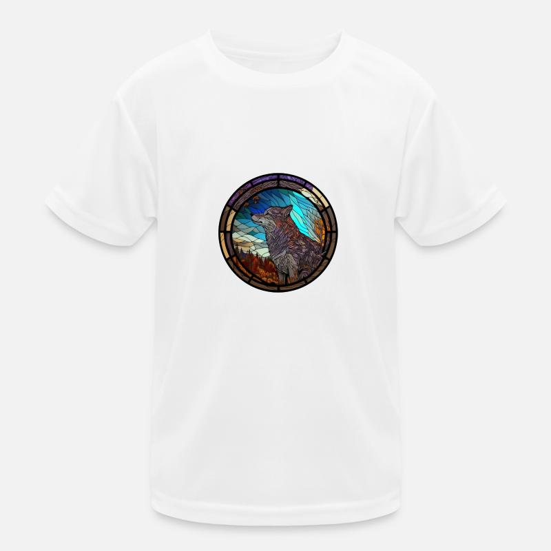 Loup de vitrail T-shirt sport Enfant