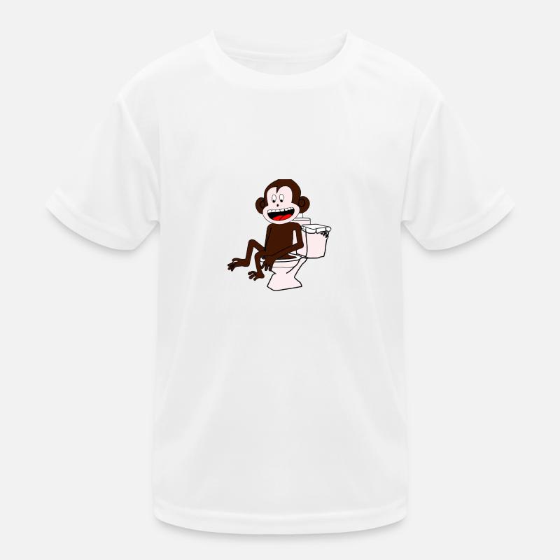 Laughing Monkey on the Toilet Anime Kids Functional T-Shirt