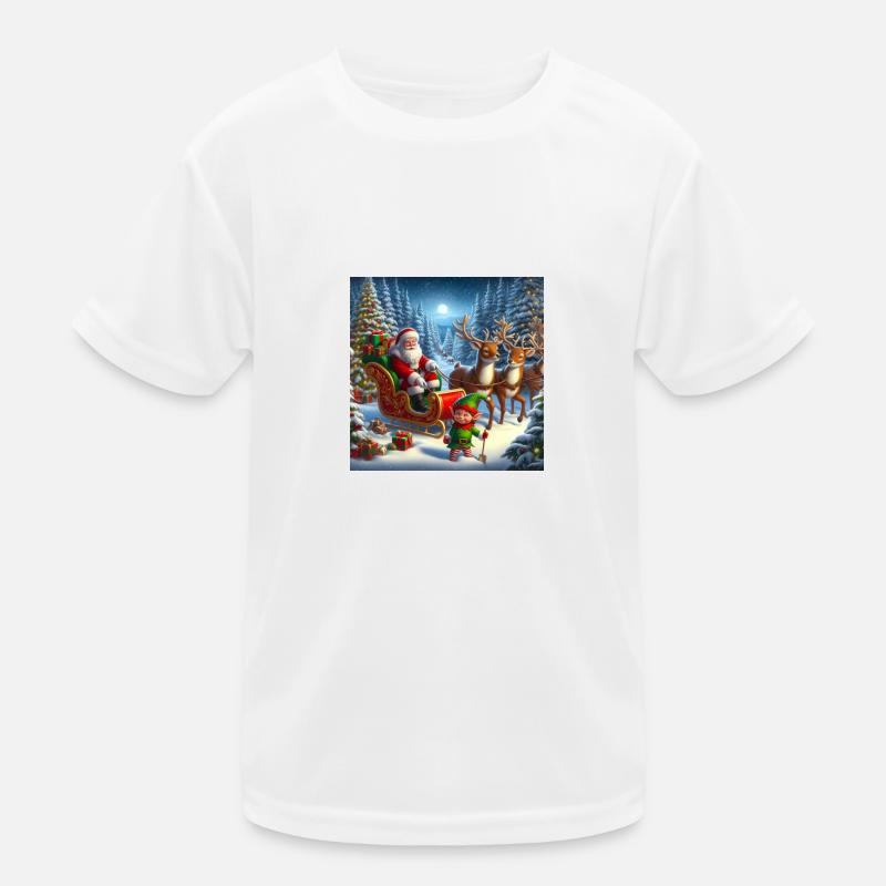 Weihnachtsmann im Weihnachtsschlitten Kinder Funktions-T-Shirt