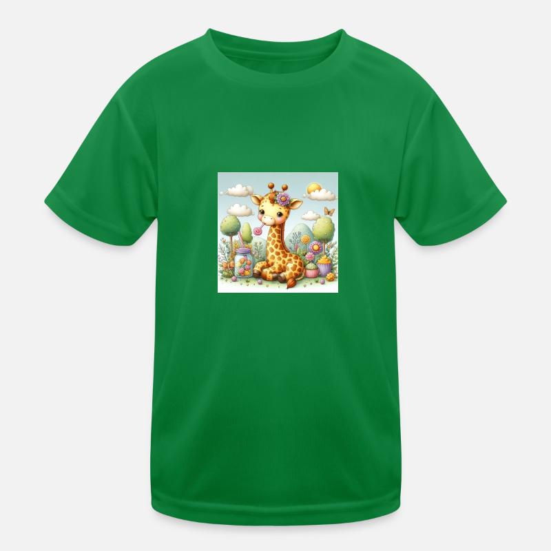 Giraffe Snacking Kids Functional T-Shirt
