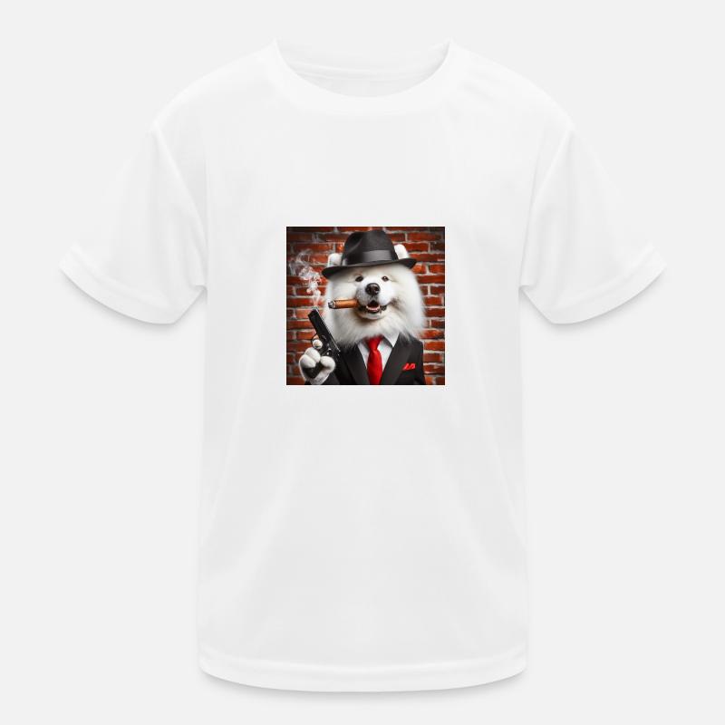 Samojed Mafia - Kinder Funktions-T-Shirt - Weiß