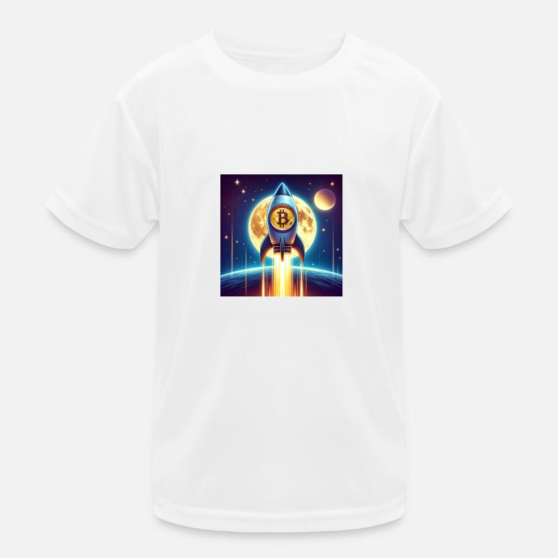 Bitcoin moon rocket Kinder Funktions-T-Shirt
