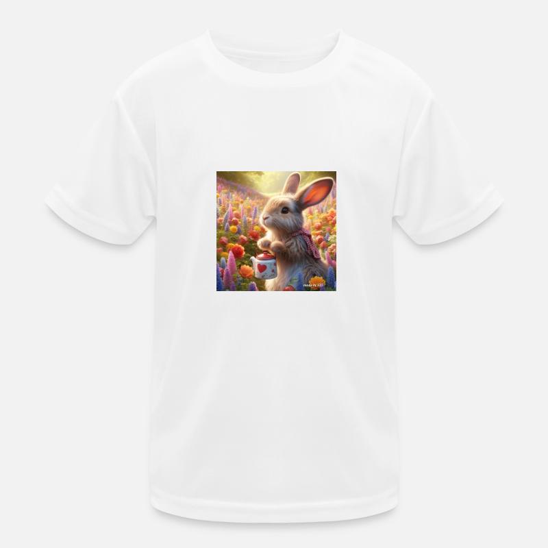Lapin dans le jardin fleuri T-shirt sport Enfant
