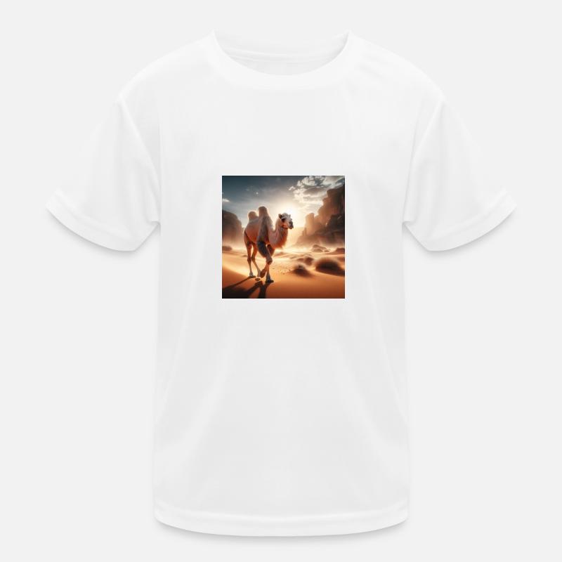 echtes Kamel in der Wüste A4 - Kinder Funktions-T-Shirt - Weiß