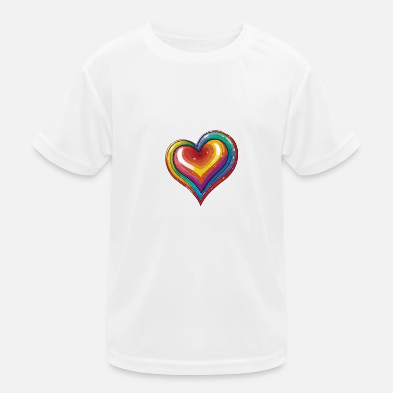Regenbogen Herz Kinder Funktions-T-Shirt