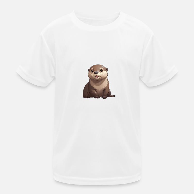 Niedlicher sitzender Otter Kinder Funktions-T-Shirt