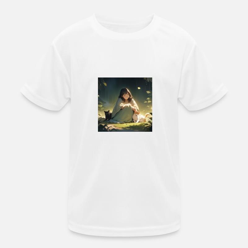 Mädchen mit Hund und Katze Kinder Funktions-T-Shirt