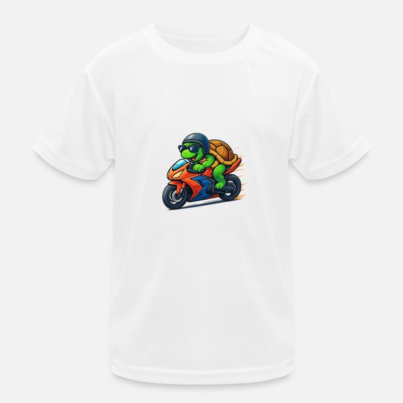 turtle biker - Kids Functional T-Shirt - white
