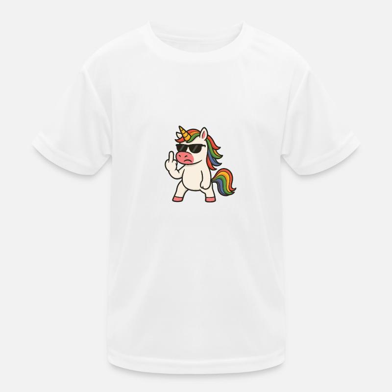 Mittelfinger Einhorn Kinder Funktions-T-Shirt