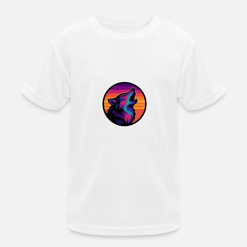 Wolf - Kinder Funktions-T-Shirt - Weiß