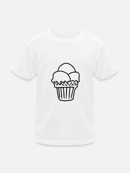 Emoji Eiscreme Skizze Eis Sticker - Kinder Funktions-T-Shirt - Weiß - Vorne