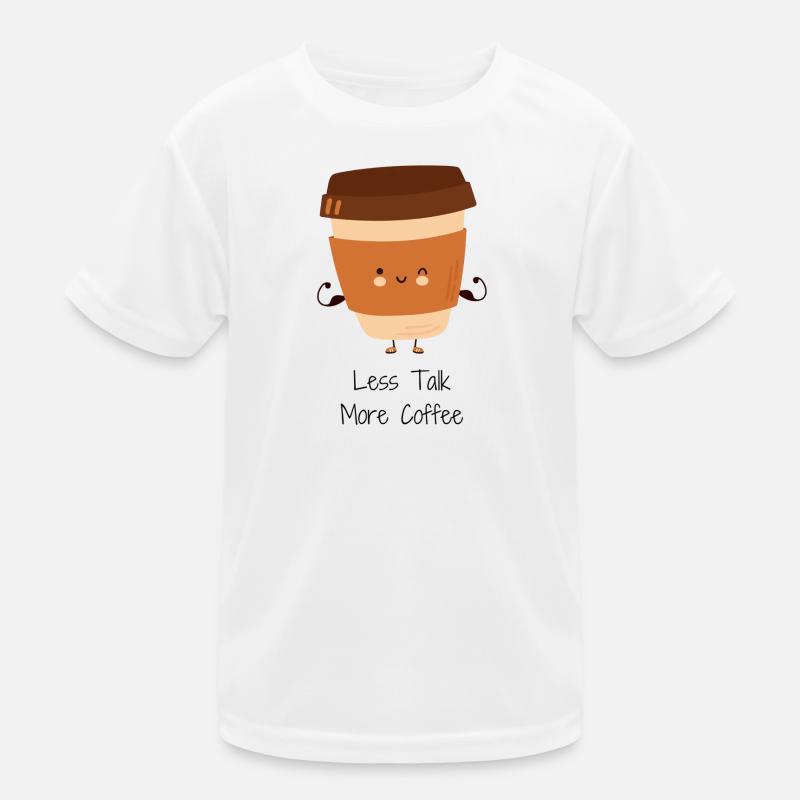 Less Talk More Coffee Cup Illustration - Kids Functional T-Shirt - white