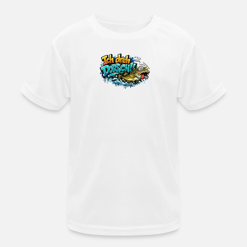 I Shoot Cod Graffiti Fish Kids Functional T-Shirt