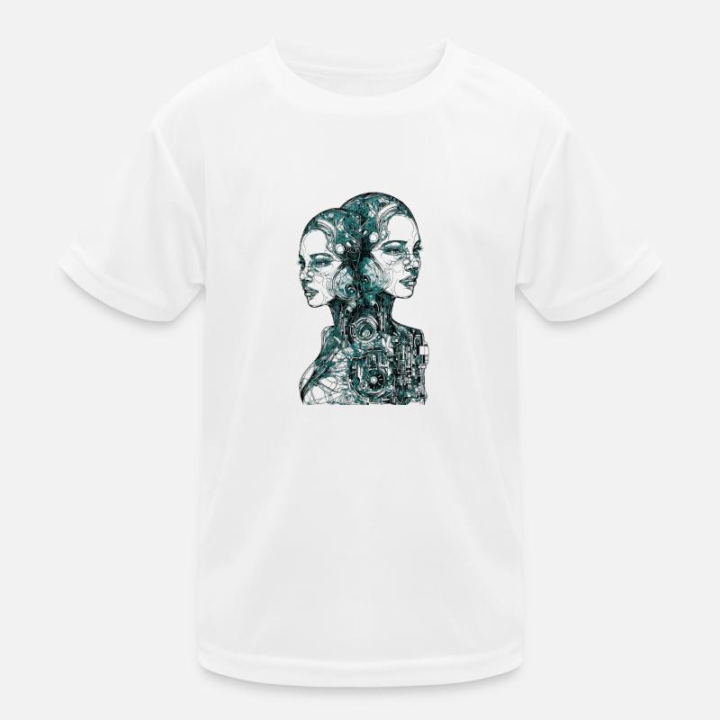 Two female futuristic cyborg Kids Functional T-Shirt