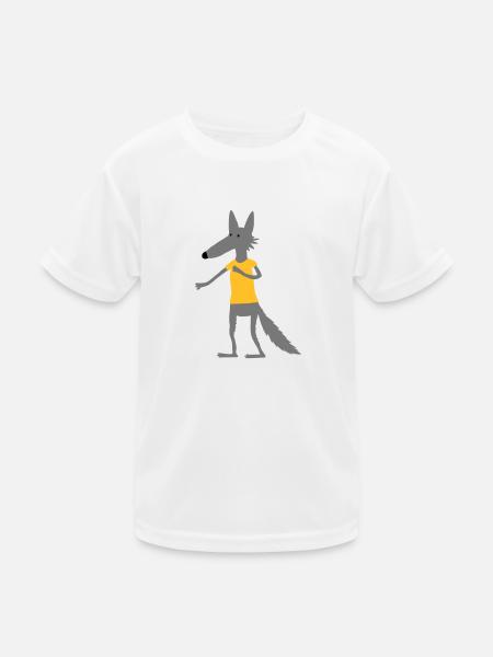 Wolf (Flexdruck) - Kinder Funktions-T-Shirt - Weiß