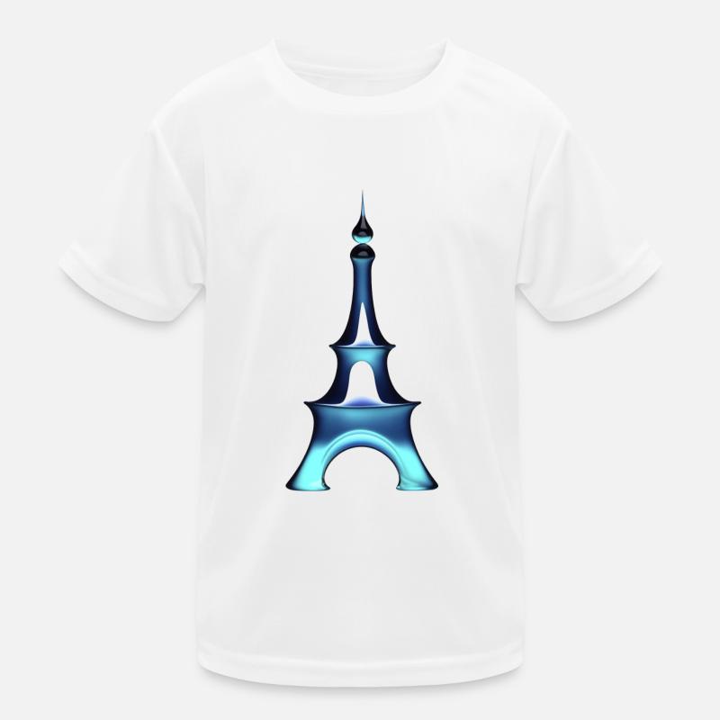 Blue glass Eiffel Tower Kids Functional T-Shirt