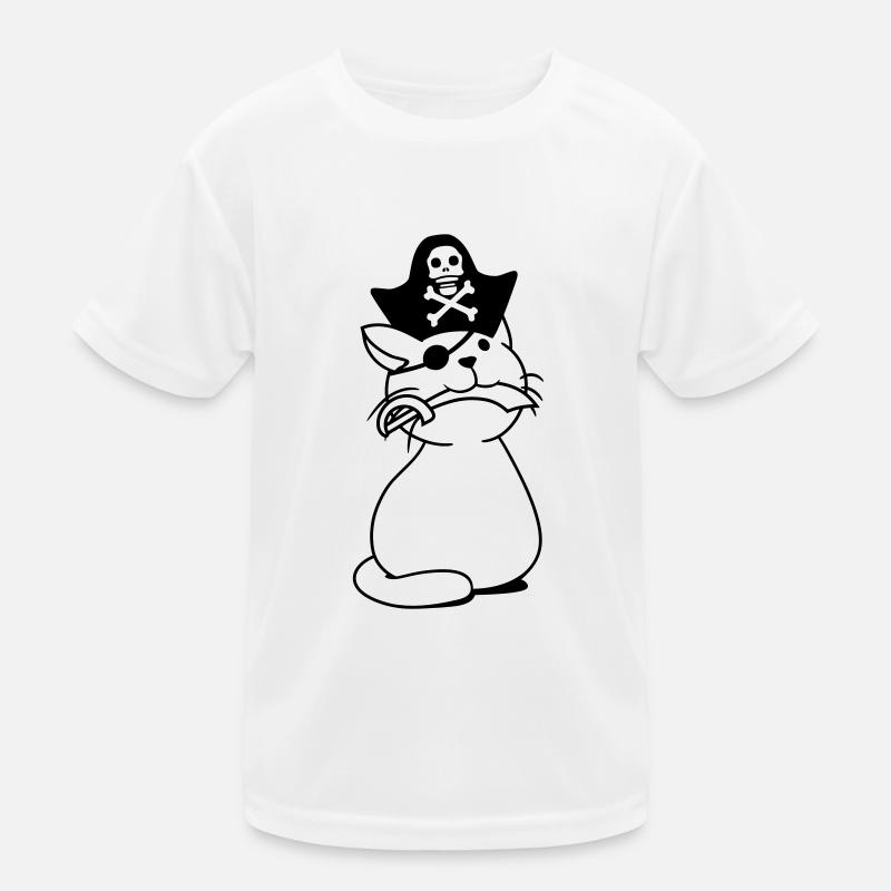 Mignon Pirate Cat Buccaneer Oeil Patch Chapeau Sabre T-shirt sport Enfant