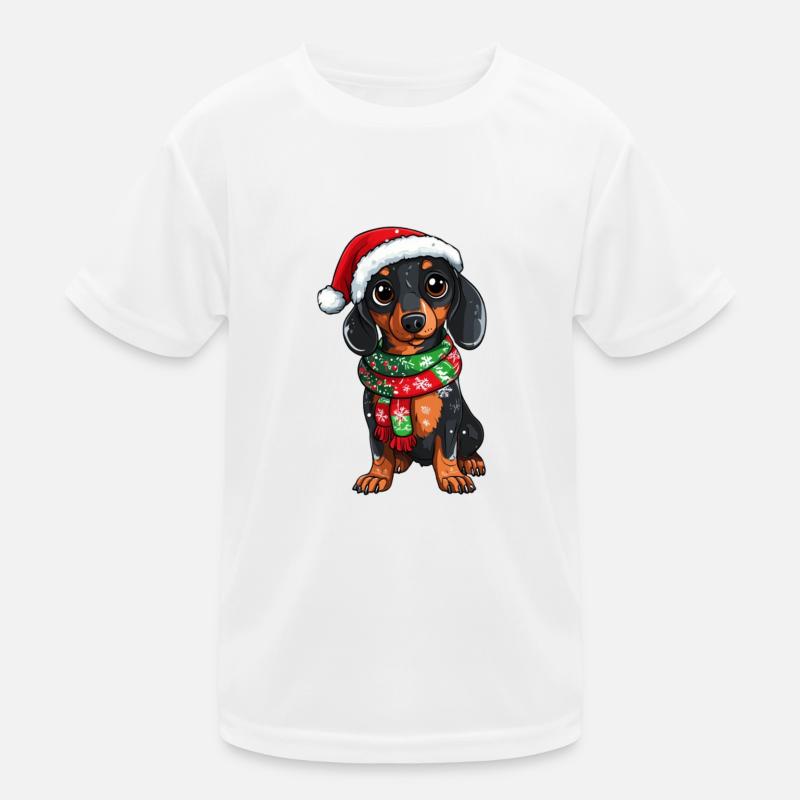 Weihnachts Dackel Kinder Funktions-T-Shirt