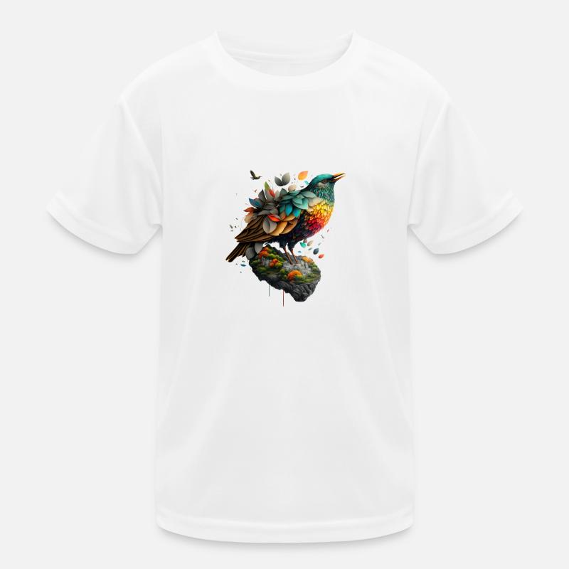 Vogel - Kinder Funktions-T-Shirt - Weiß