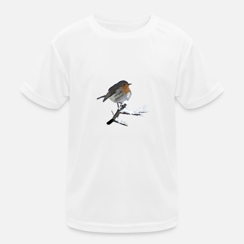 Rotkehlchen Winter Vogel Geschenk Schnee kalt Idee Kinder Funktions-T-Shirt