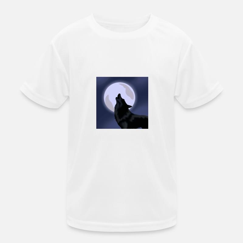 Wolf with moon - Kids Functional T-Shirt - white
