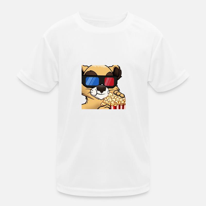 Der kleine Macups beim Videoabend mit 3D Brille - Kinder Funktions-T-Shirt - Weiß