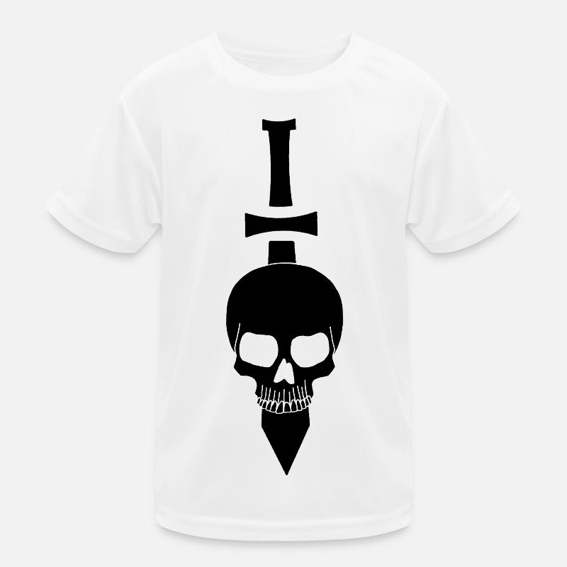 Schwarzer Schädel und Schwert Kinder Funktions-T-Shirt