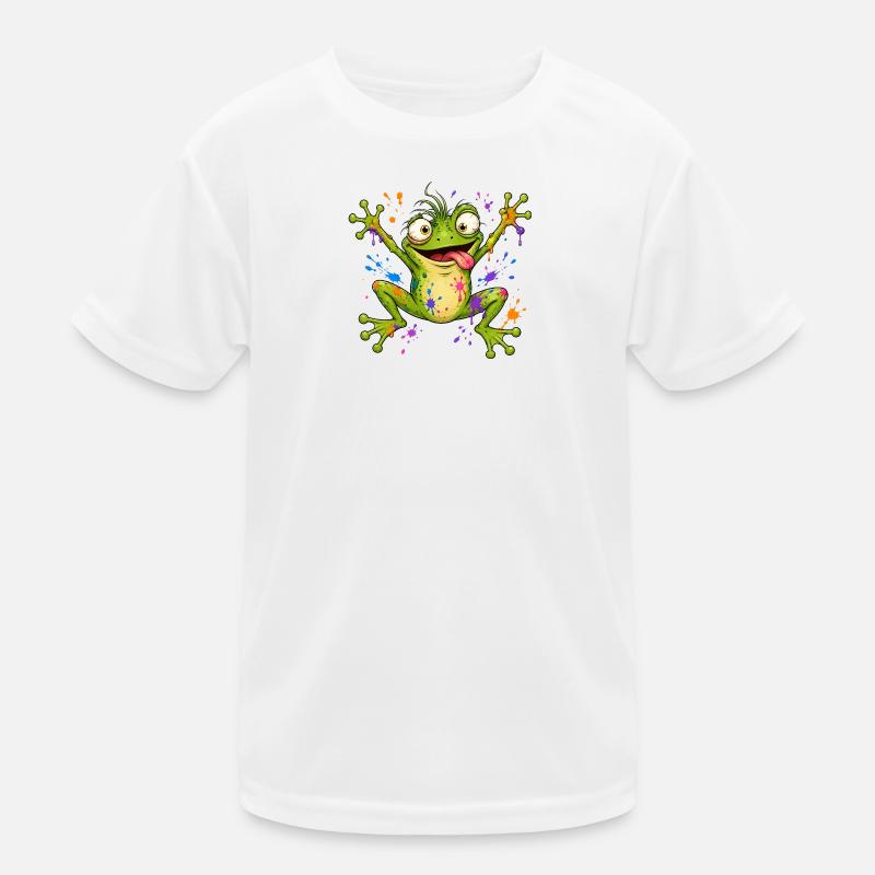 Frecher Frosch mit Farbklecksen Kinder Funktions-T-Shirt