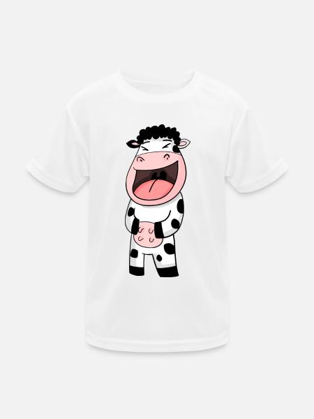 Cow laughs - Kids Functional T-Shirt - white - Front