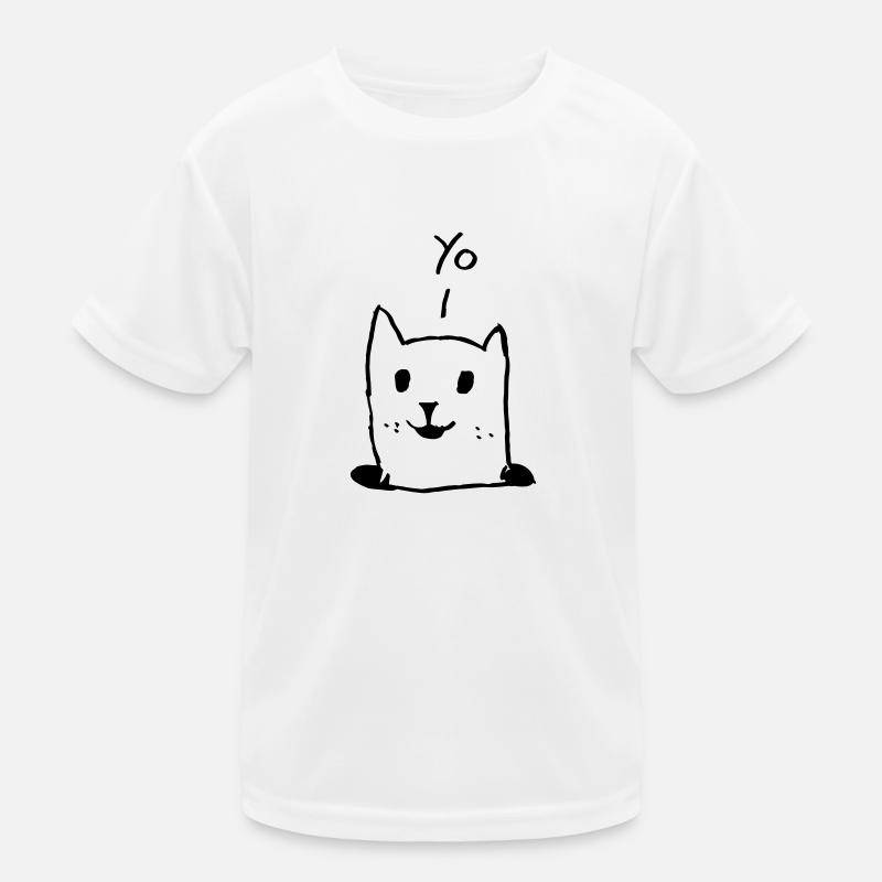 Cat Cool - Kinder Funktions-T-Shirt - Weiß