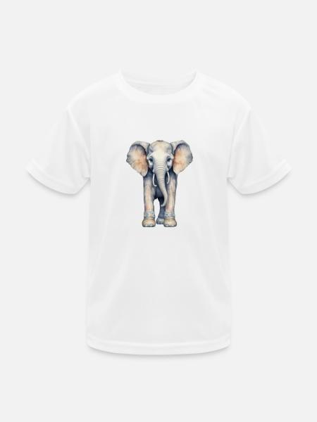 Elephant with Colorful Boots - Kids Functional T-Shirt - white