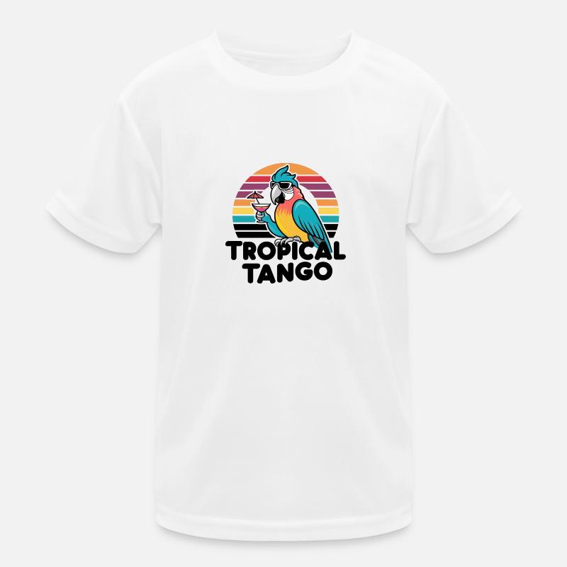Perroquet sur coucher de soleil rétro T-shirt sport Enfant