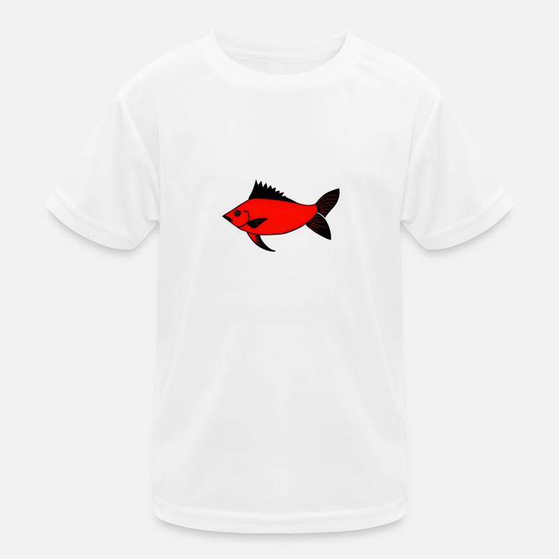 Expressionist Red Drummer Fish (Redfish) - Kids Functional T-Shirt - white