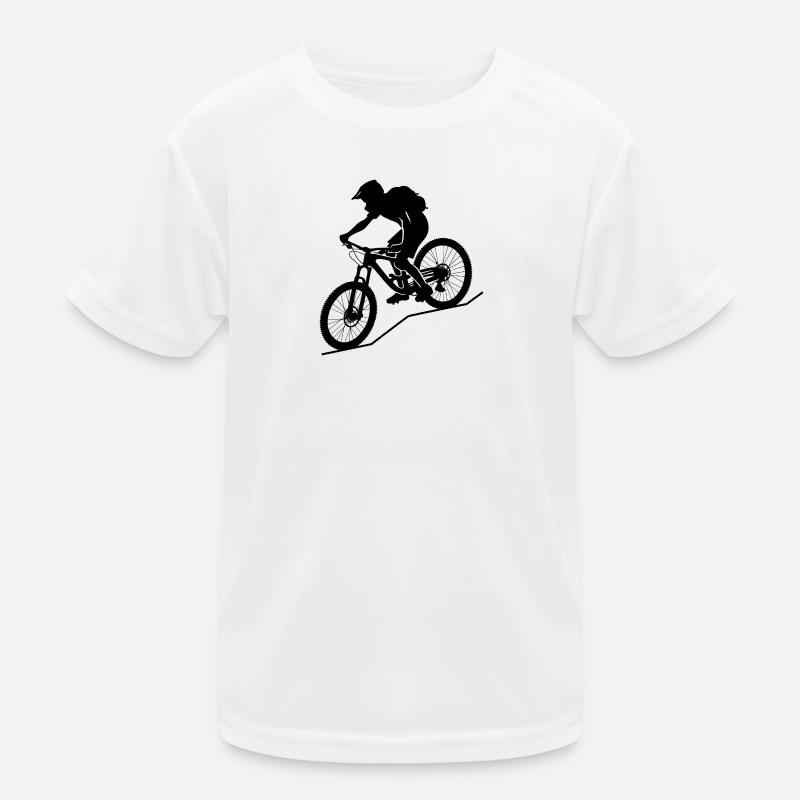 Dynamische Mountainbiker Silhouette Kinder Funktions-T-Shirt