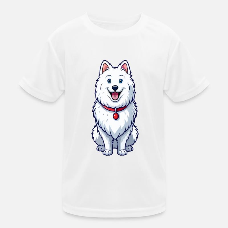 Glücklich grinsender Samojede Kinder Funktions-T-Shirt